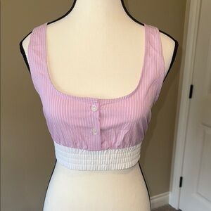 Pink and White Striped Women's Top